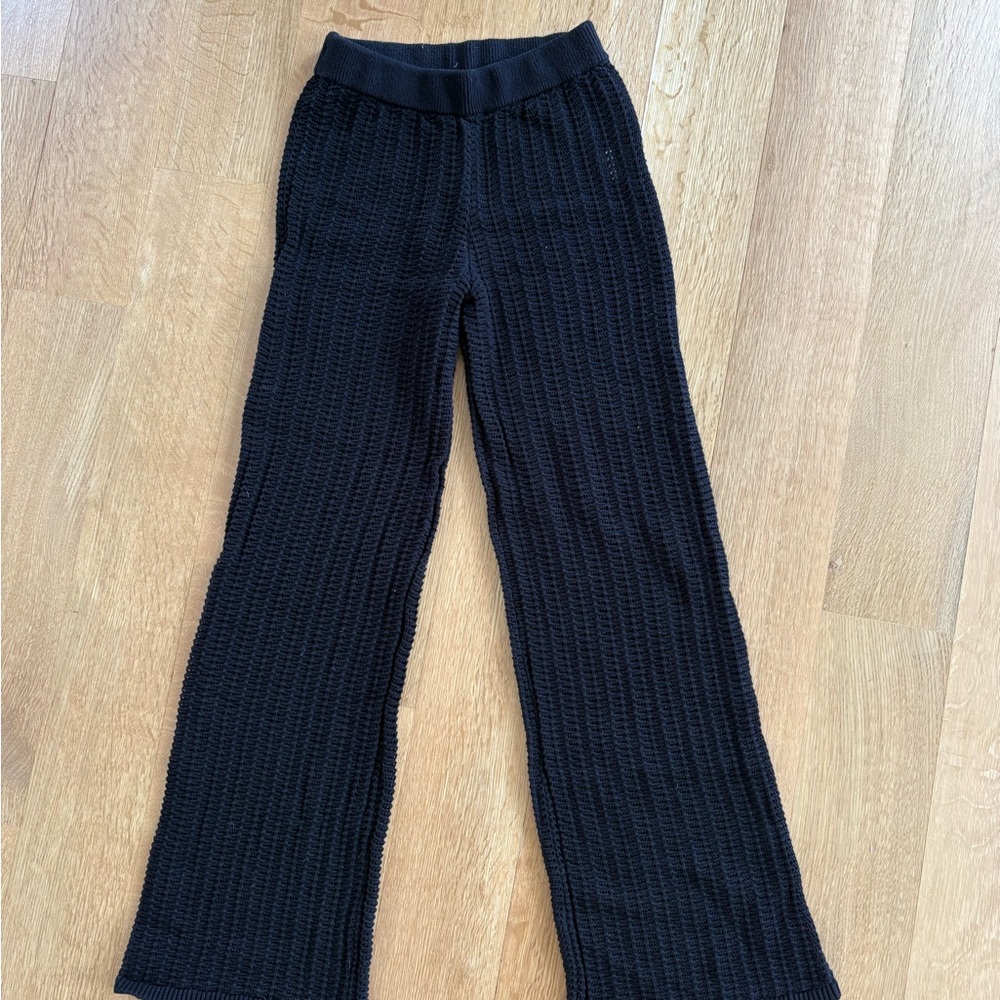 Tularosa Black Knit Wide-Leg Pants